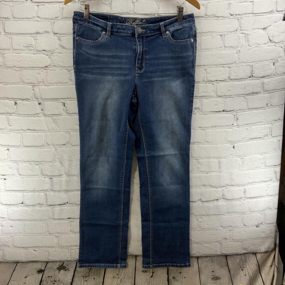 Buffalo David Bitton Blue Jeans Womens Sz 10 Misha Mid Rise Straight Stretch‎